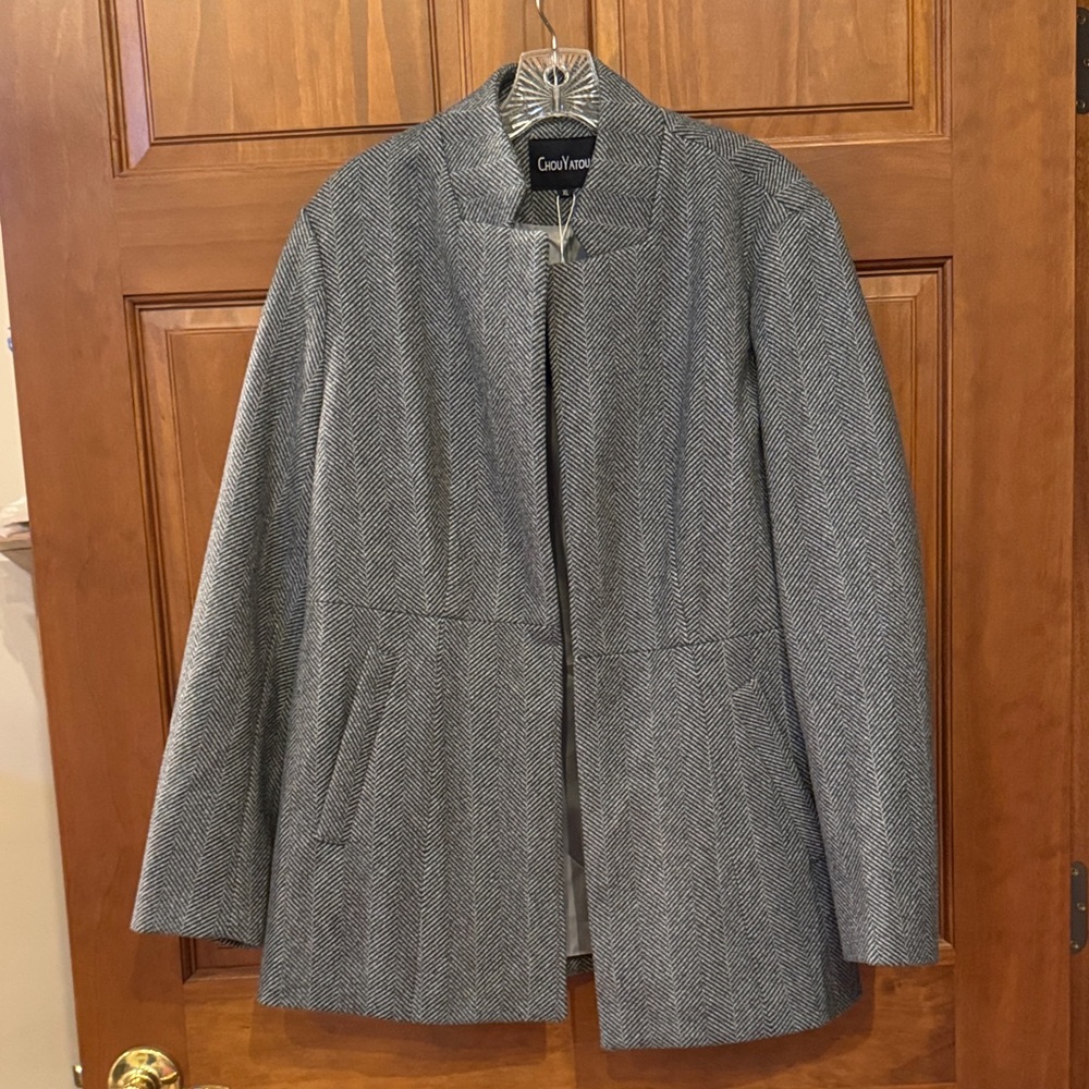 Gray Herringbone Women's Blazer by Good Vibes